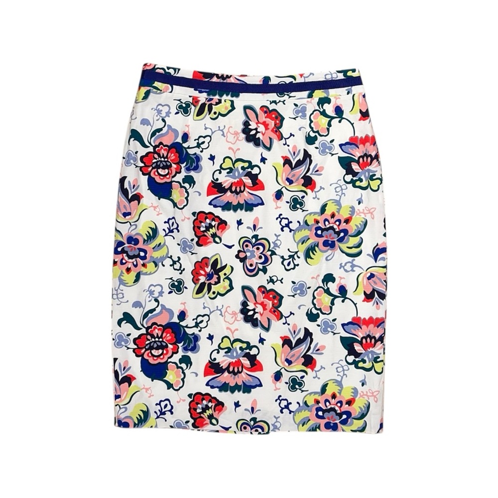 Boden Pencil Skirt Women’s Size 6 US White Floral Knee Length NWT
